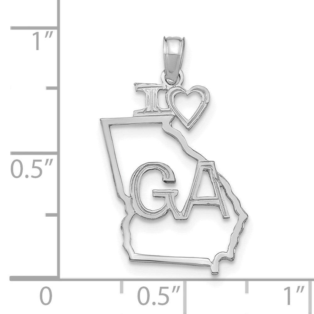 14K Weißgold Massiv Georgia State Anhänger