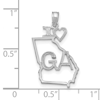 14K Weißgold Massiv Georgia State Anhänger