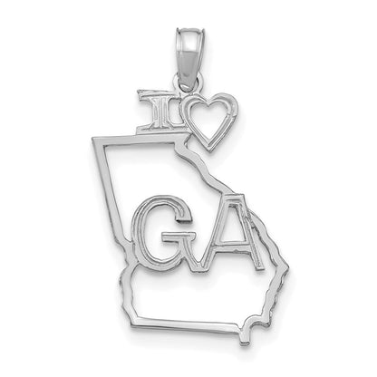 14K Weißgold Massiv Georgia State Anhänger