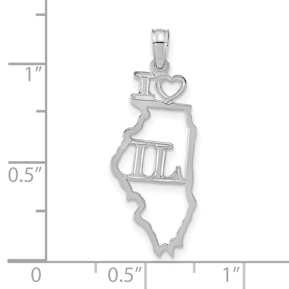 14K Weißgold Massiv Illinois State Anhänger