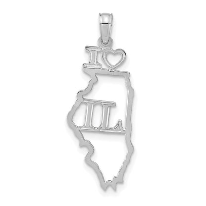 14K Weißgold Massiv Illinois State Anhänger