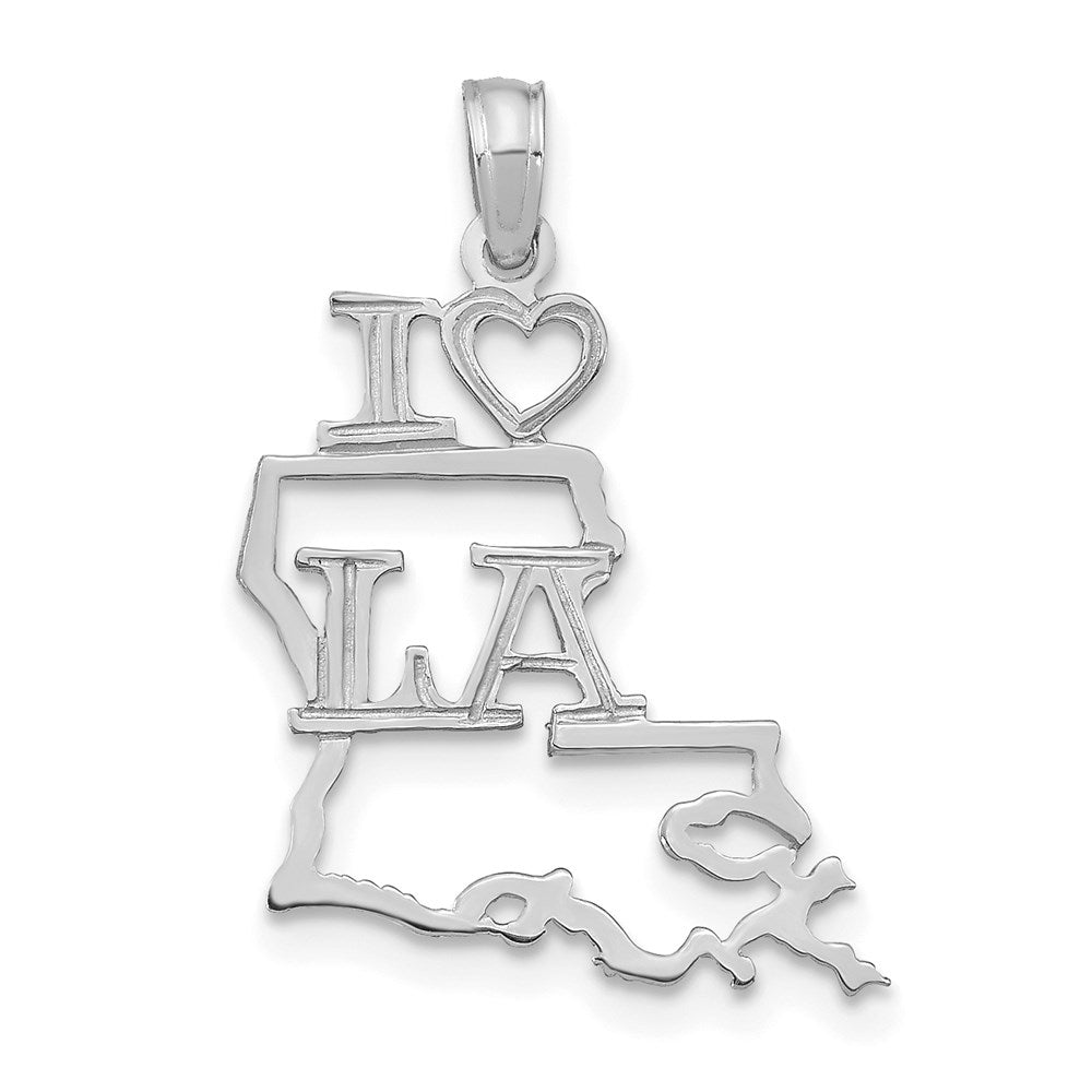 14K Weißgold Massiv Louisiana State Anhänger
