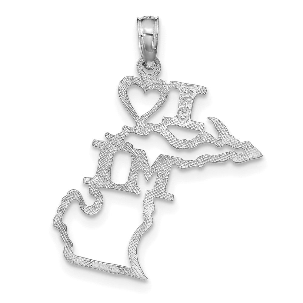 14K Weißgold Massiv Michigan State Anhänger