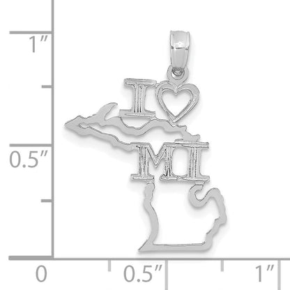 14K Weißgold Massiv Michigan State Anhänger