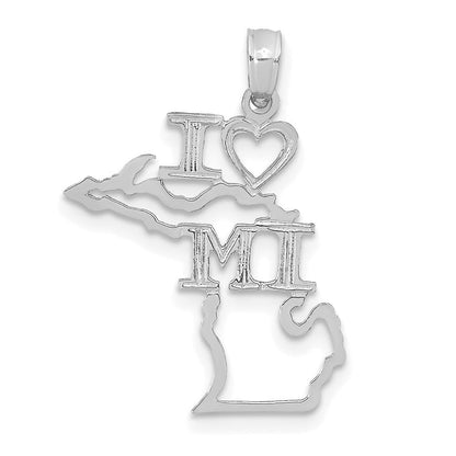 14K Weißgold Massiv Michigan State Anhänger