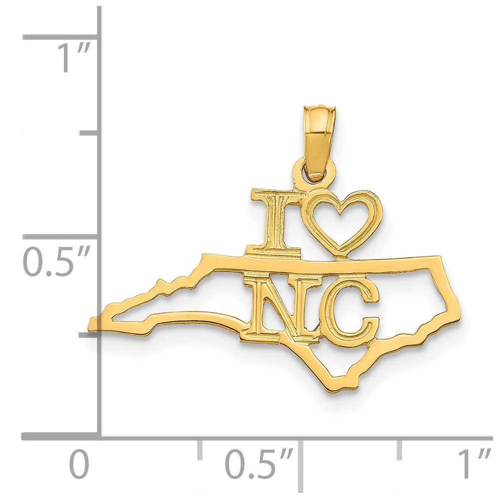 14K Gelbgold Massiv North Carolina State Anhänger