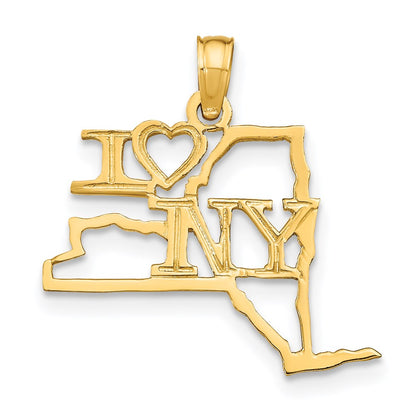 14K Gelbgold Massiv New York State Anhänger