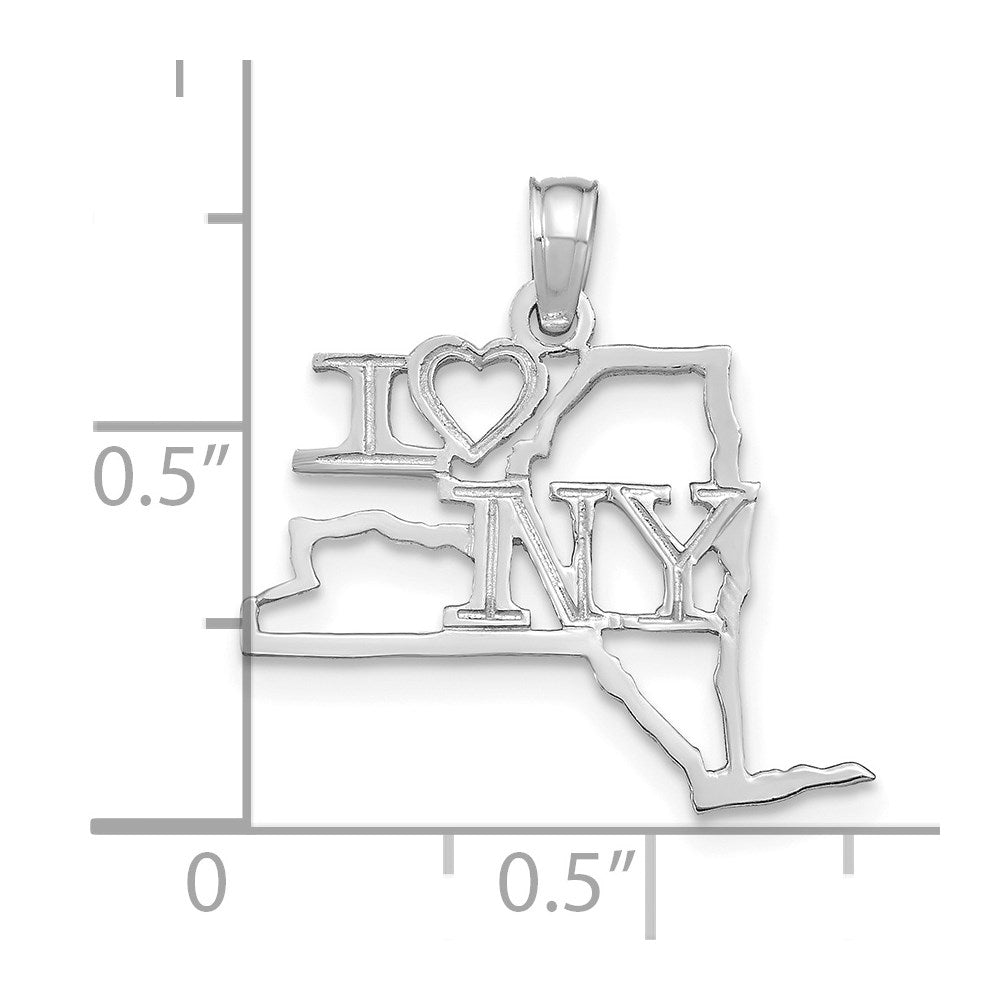 14K Weißgold Massiv New York State Anhänger
