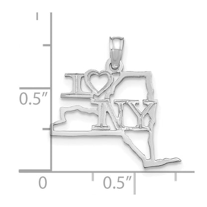 14K Weißgold Massiv New York State Anhänger