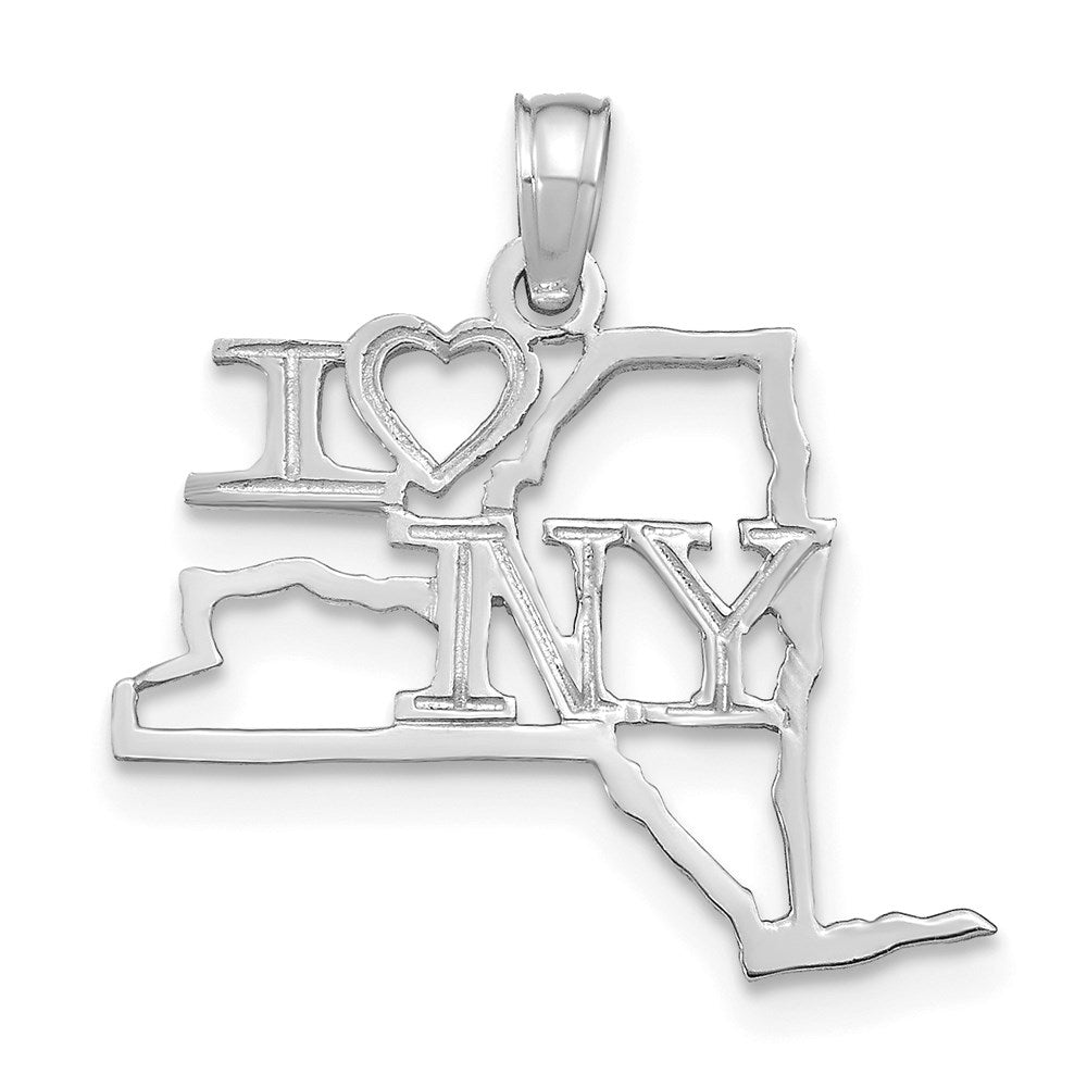 14K Weißgold Massiv New York State Anhänger