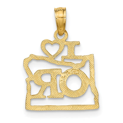 14K Gelbgold Massiv Oregon State Anhänger