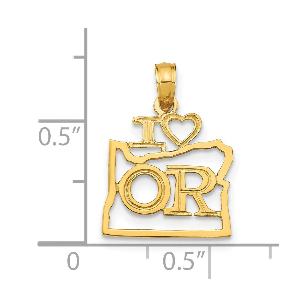 14K Gelbgold Massiv Oregon State Anhänger