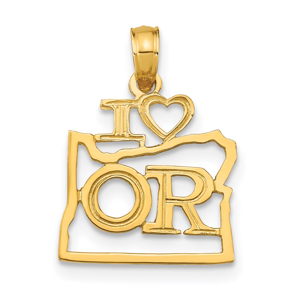 14K Gelbgold Massiv Oregon State Anhänger