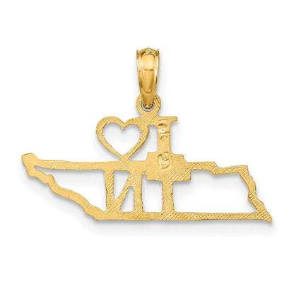 14K Gelbgold Massiv Tennessee State Anhänger