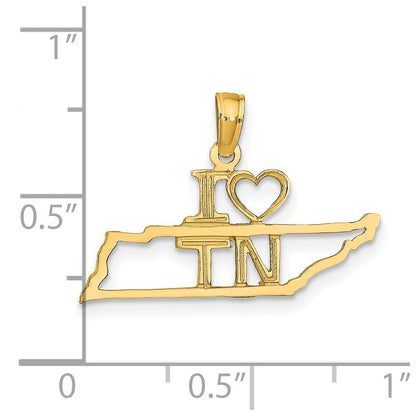 14K Gelbgold Massiv Tennessee State Anhänger