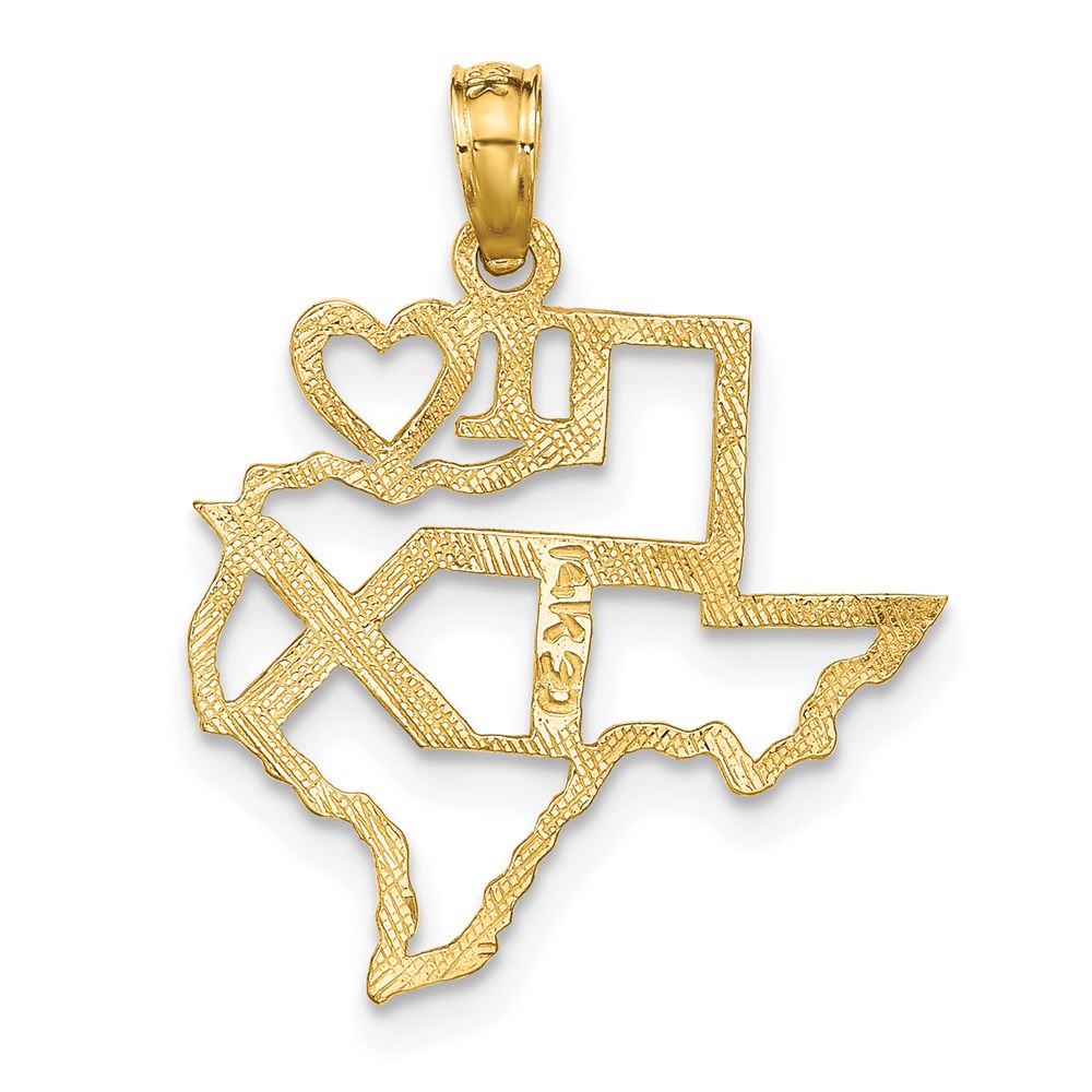 14K Gelbgold Massiv Texas State Anhänger