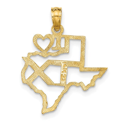 14K Gelbgold Massiv Texas State Anhänger