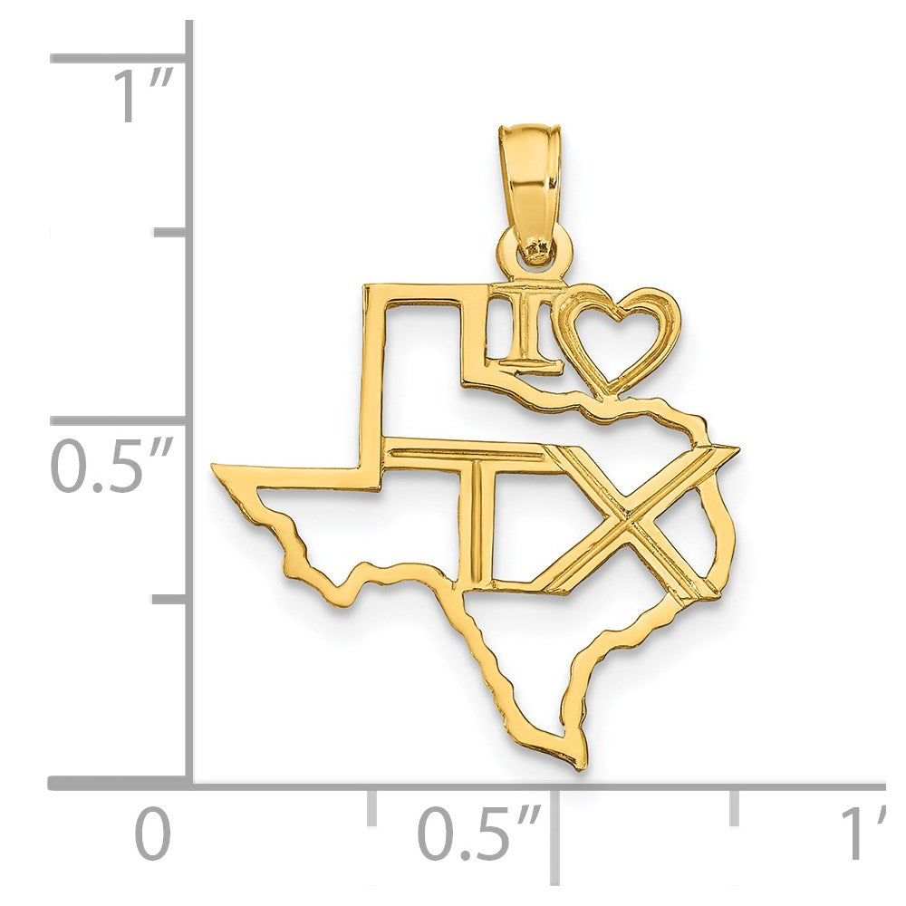 14K Gelbgold Massiv Texas State Anhänger