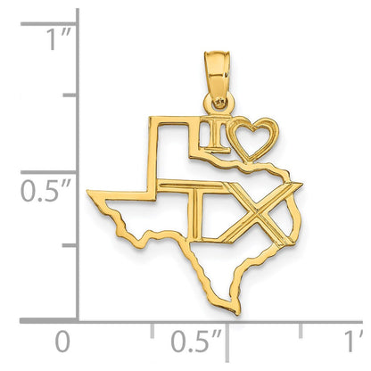 14K Gelbgold Massiv Texas State Anhänger