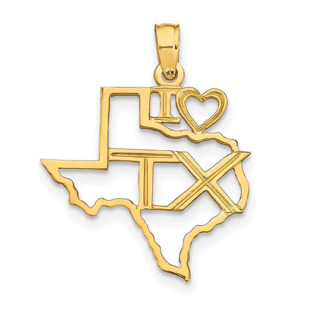 14K Gelbgold Massiv Texas State Anhänger
