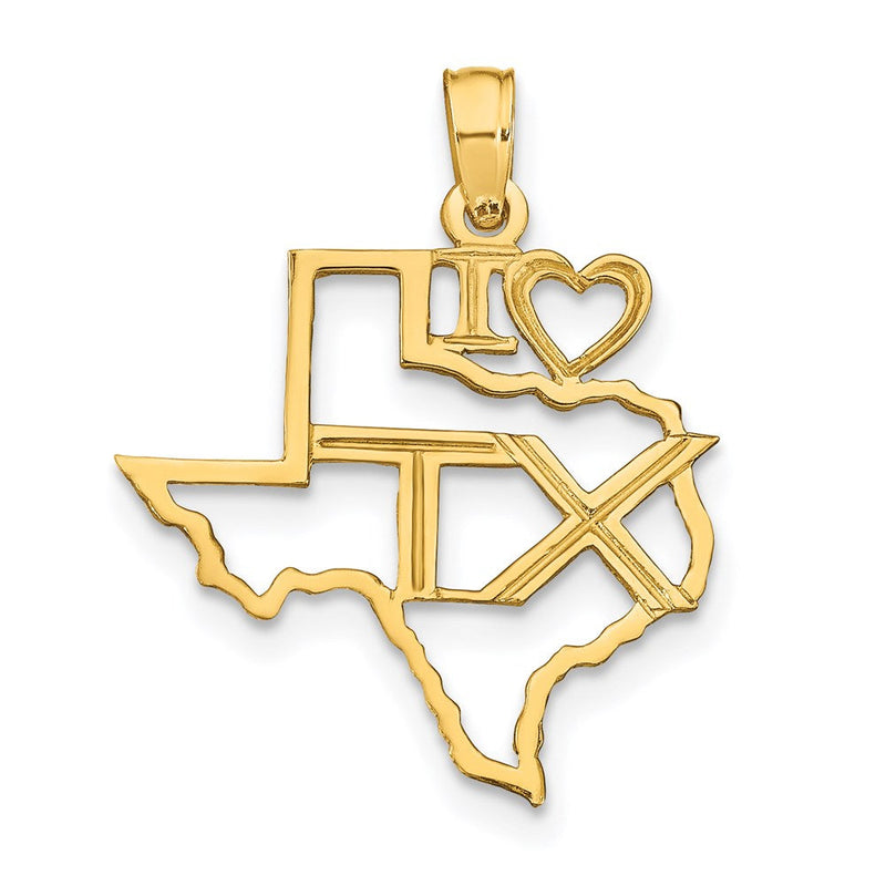14K Gelbgold Massiv Texas State Anhänger