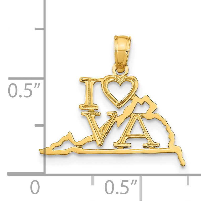 14K Gelbgold Massiv Virginia State Anhänger