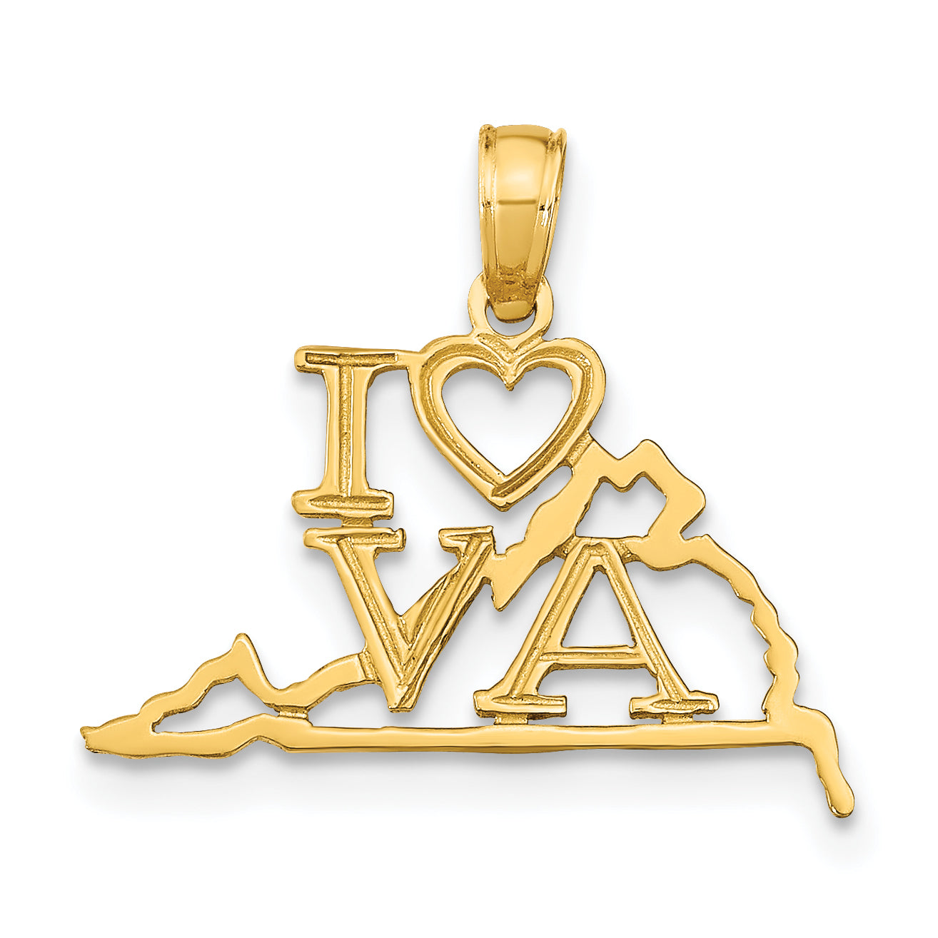 14K Gelbgold Massiv Virginia State Anhänger