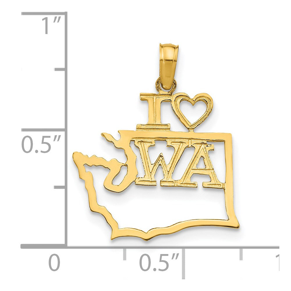 14K Gelbgold Massiv Washington State Anhänger