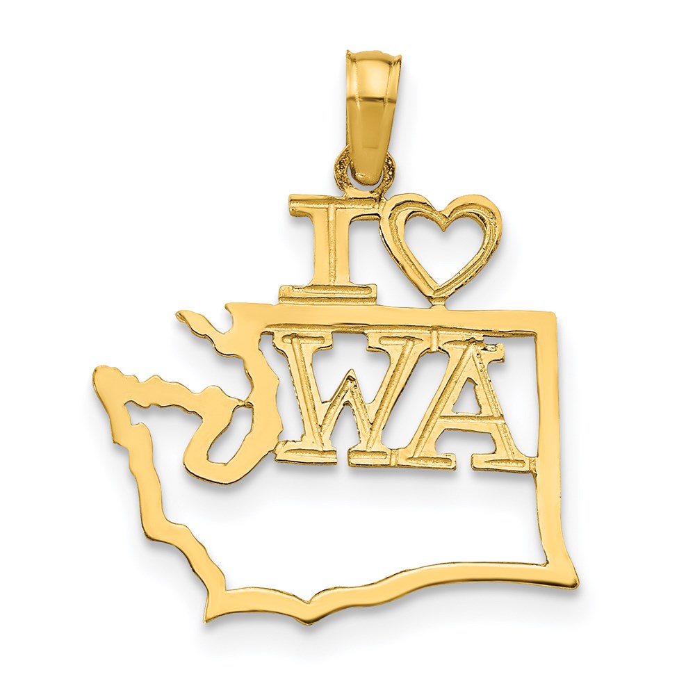 14K Gelbgold Massiv Washington State Anhänger