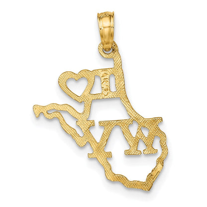 14K Gelbgold Massiv West Virginia State Anhänger