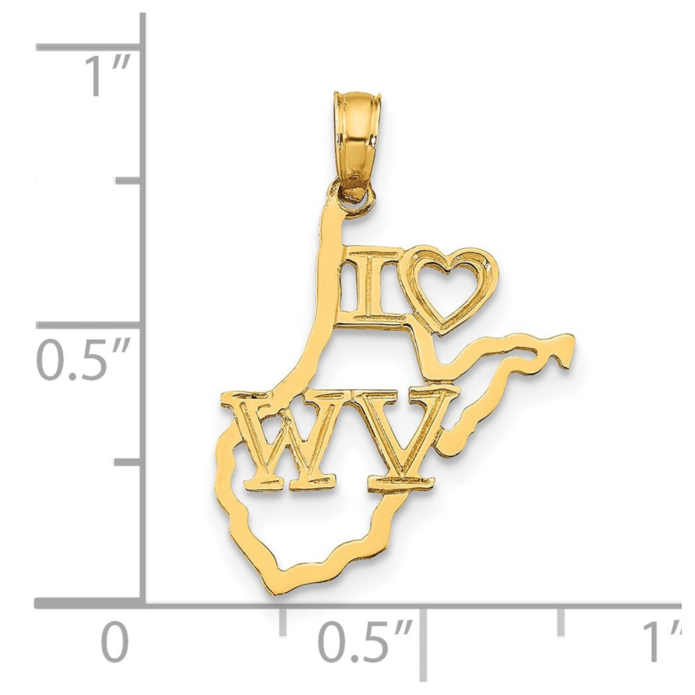 14K Gelbgold Massiv West Virginia State Anhänger
