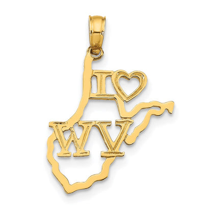14K Gelbgold Massiv West Virginia State Anhänger