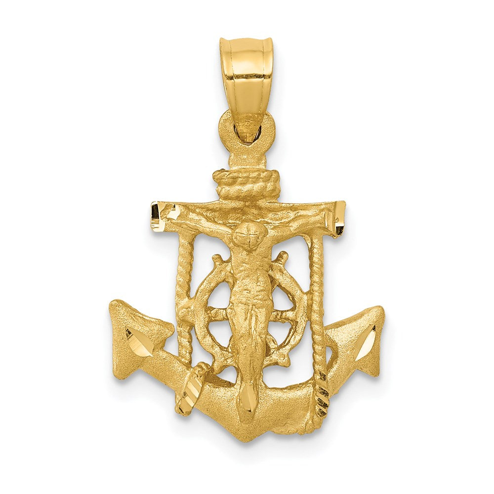 14K Gelbgold Mariner-Kreuz-Anhänger