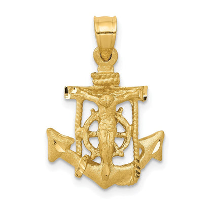 14K Gelbgold Mariner-Kreuz-Anhänger
