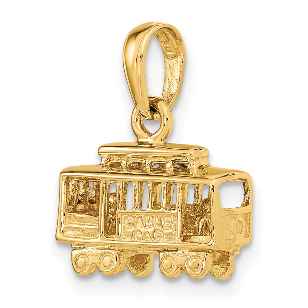 14K Gelbgold Massiv Poliert 3-D Straßenbahn-Anhänger