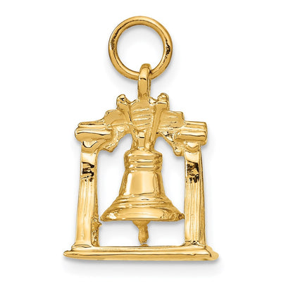14K Gelbgold Massiv Poliert 3-D Liberty-Glocke Charm