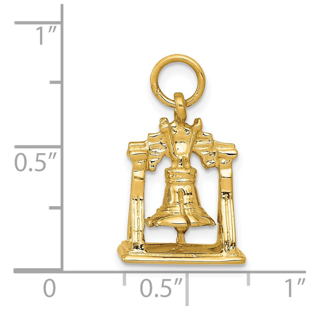 14K Gelbgold Massiv Poliert 3-D Liberty-Glocke Charm
