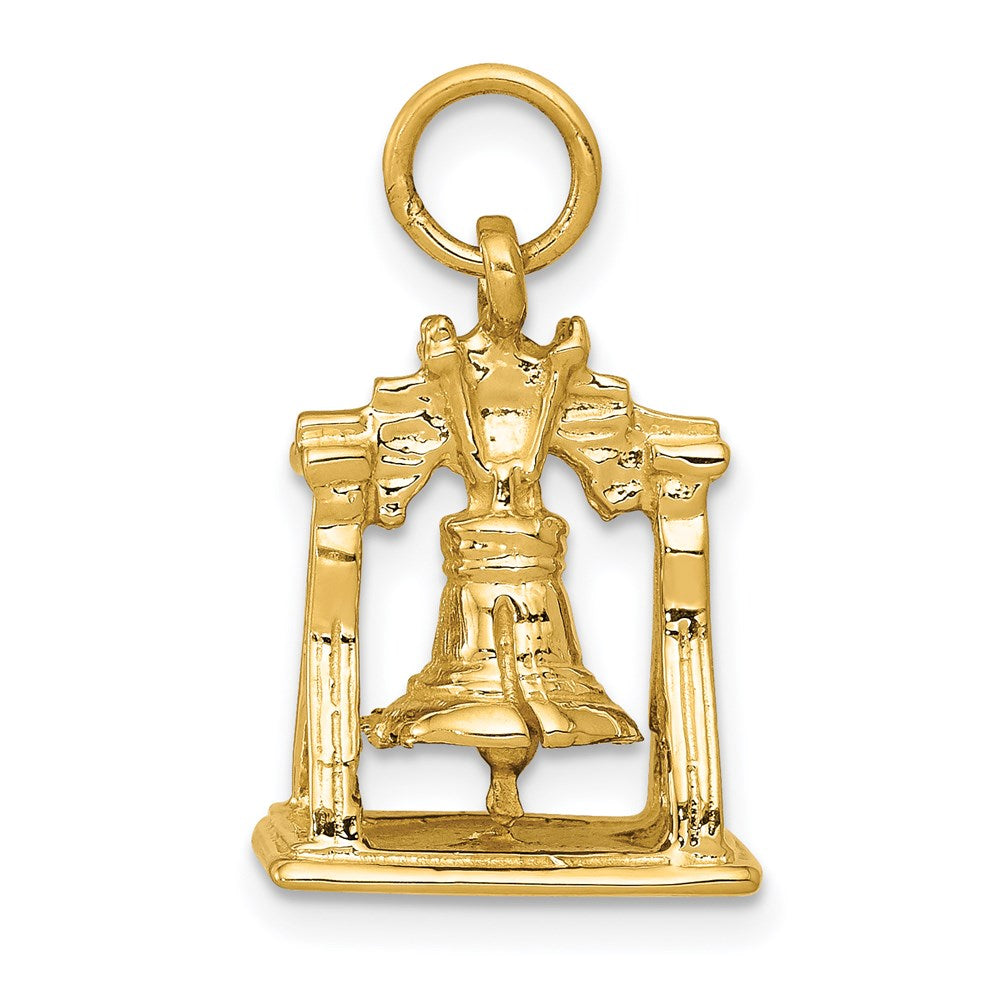 14K Gelbgold Massiv Poliert 3-D Liberty-Glocke Charm