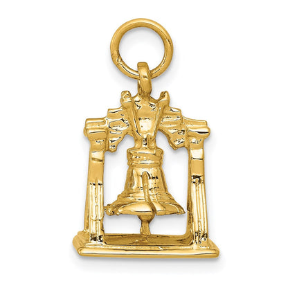 14K Gelbgold Massiv Poliert 3-D Liberty-Glocke Charm