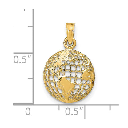14K Gelbgold Poliert Globe Anhänger