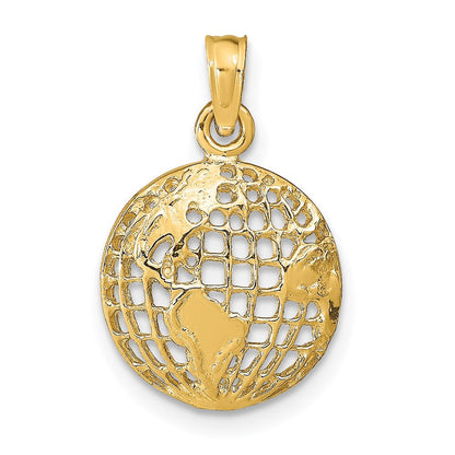 14K Gelbgold Poliert Globe Anhänger