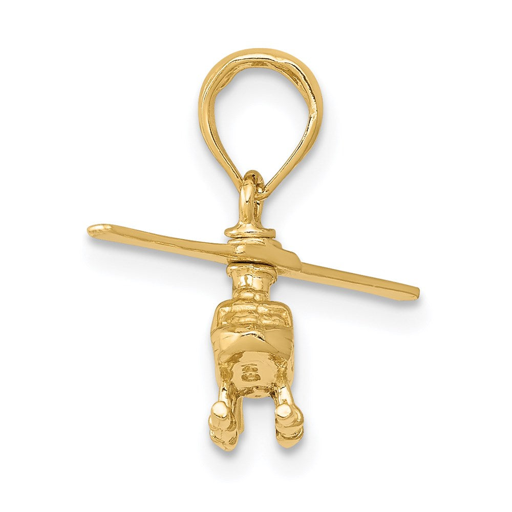 14K Gelbgold 3-D beweglicher Helikopter-Anhänger