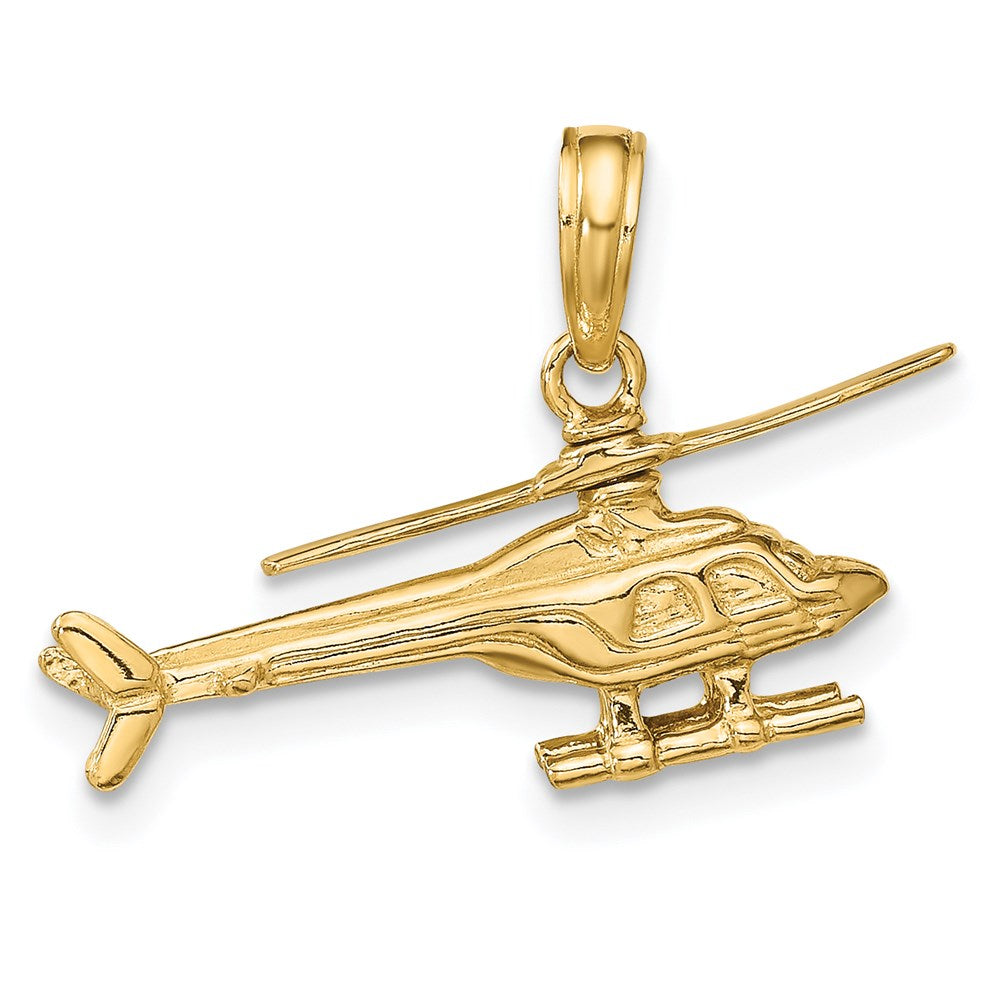 14K Gelbgold 3-D beweglicher Helikopter-Anhänger