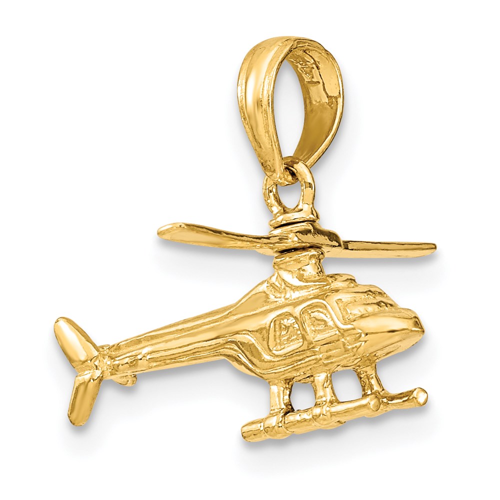 14K Gelbgold 3-D beweglicher Helikopter-Anhänger