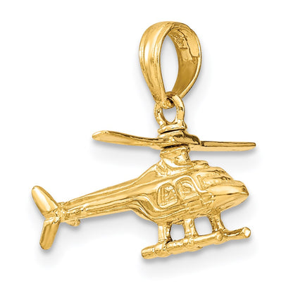 14K Gelbgold 3-D beweglicher Helikopter-Anhänger