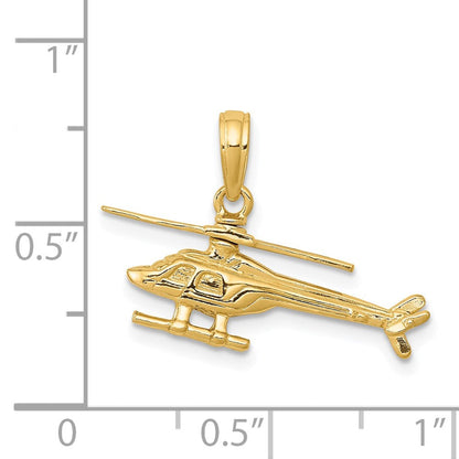 14K Gelbgold 3-D beweglicher Helikopter-Anhänger