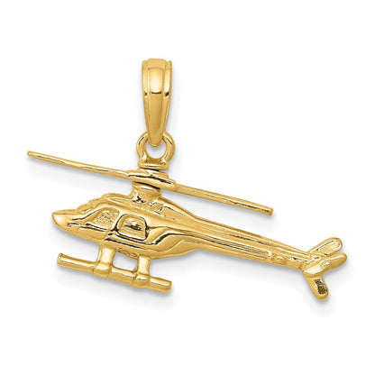 14K Gelbgold 3-D beweglicher Helikopter-Anhänger