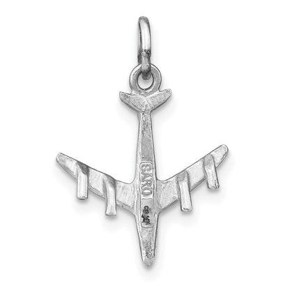 14K Weißgold 3-d Flugzeug Charm
