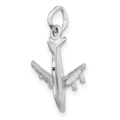 14K Weißgold 3-d Flugzeug Charm
