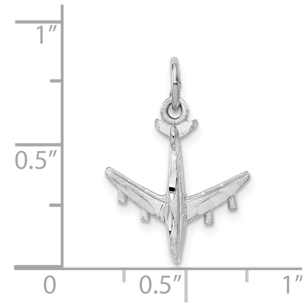 14K Weißgold 3-d Flugzeug Charm